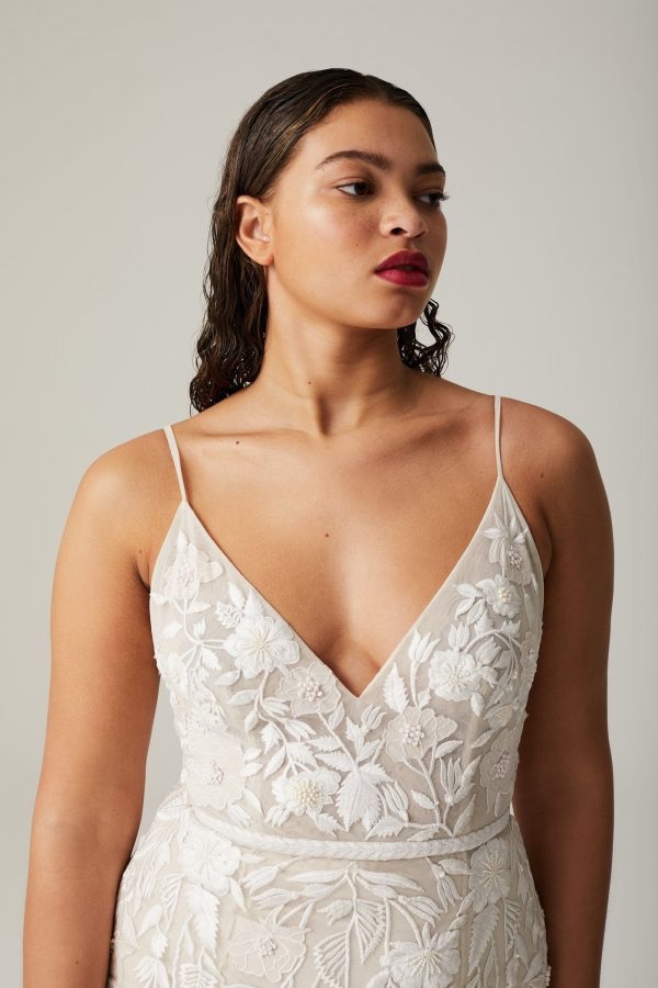 Wild Rose Cascade Slip Gown With Open Back | Hermione de Paula Bridal Boutique